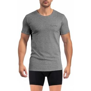 pierre cardin underwear Heren T-shirt, katoen, Signature T-shirt, ronde hals met borduurwerk, grijs, Grijs, XXL