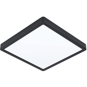 EGLO LED-Plafondlamp Fueva 5, L x B 28,5 cm, ledlamp voor badkamer, lamp plafond van zwart metaal, lichtvlak van wit kunststof, badkamerlamp neutraal wit, IP44