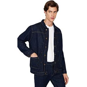 Trendyol Man Regular fit Basic Reverskraag Denim Jas, Donker Navyblauw, L, Donker Marineblauw, L