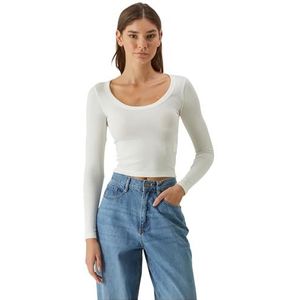 Urban Classics Dames Biologisch Rib Jersey Brede Hals Longsleeve, gebroken wit, XS