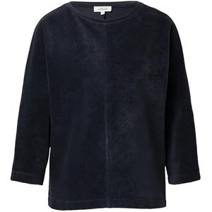 s.Oliver - Sweatshirt - Marine - Corduroy - Losse Pasvorm - Driekwart Mouw