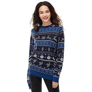 U LOOK UGLY TODAY Vrouwen Kerstmis lelijke trui klassieke rendier Fair Isle trui trui, Het gevoel van de Fair Isle-blauw, XL
