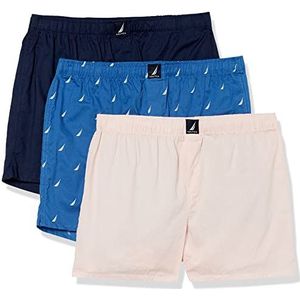 Nautica Boxershorts voor heren, Peacoat/Oasis Roze/Zeilen Bout Blauw, M