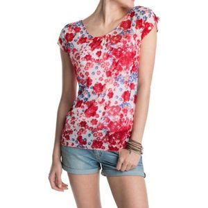 ESPRIT Dames Regular Fit blouse 044EE1K039 met geplooide hals, Rood (Vermillion Red 698), XS