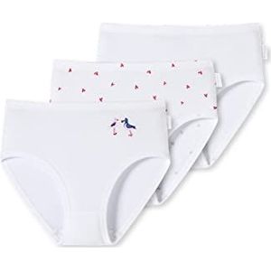 Schiesser Meisjes, 3 stuks, heupslips, onderbroeken, ondergoed, wit bedrukt, 92, Wit bedrukt., 92 cm
