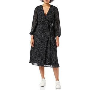 Tommy Hilfiger Georgette Wrap Midi Jurk Ls, Th Polka Dot/Zwart Wit, 60
