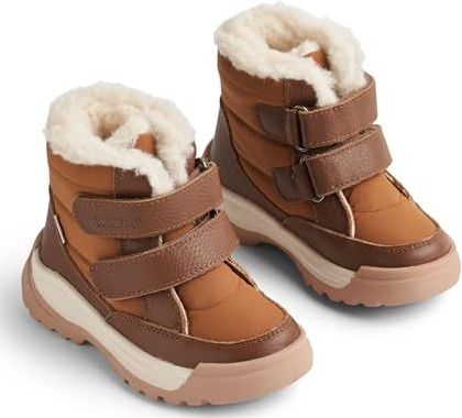 Wheat Uniseks winterschoen Millas Tex voor kinderen, waterdicht, ademend gevoerd en warm leer, sneeuwschoen, 9002 cognac, 25 EU