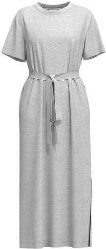 SELECTED - SLFESSENTIAL - Jurk - Grijs - Jersey - 7/8 lengte