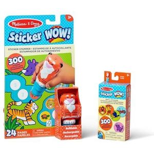 Melissa & Doug Sticker WOW!™ - Tijgerbundel: stickerstamper en activiteitenblok van 24 pagina’s, 600 stickers, fidget toy om te knutselen en friemelen met verzamelbaar personage