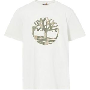 Timberland Camo Tree Logo T-shirt voor heren, Vintage wit., S