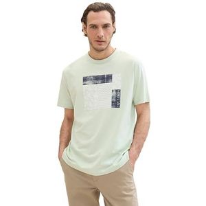 TOM TAILOR Basic T-shirt voor heren met print, 35169 - Tender Sea Green, XXL