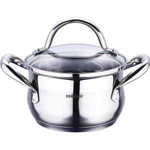 Bergner Q1504 roestvrijstalen pan met glazen deksel, Ø 20 cm, 3,3 l