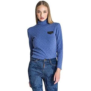 Gianni Kavanagh Blue Rebirth Turtleneck T-shirt voor dames, Blauw, L