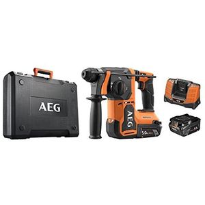Beitelboor SDS+ 18V Brushles, 2,5 joule EPTA, 1500 tpm, 5000 cps/min, boorcapaciteit 26 mm in beton, 2 batten. Pro lithium 5,0 Ah HD, oplader, in koffer.