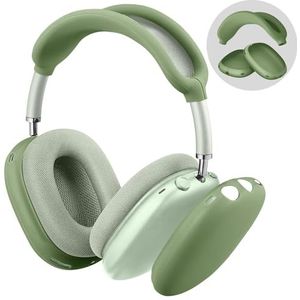 FINTIE AAPE005 Fintie siliconen hoes voor AirPods Max hoofdtelefoon, anti-kras oorschelpen cover en hoofdband cover voor AirPods Max, accessoires, beschermhoes voor AirPods Max (groen)