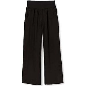 Bonateks, Vloeiend recht gesneden broek met zakken en elastische tailleband, EU-maat: 40, Amerikaanse maat: L, zwart - Made in Italy, zwart, 40