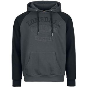 Lonsdale LinNFOOTS Sweatshirt met capuchon, normale pasvorm, antraciet/zwart, L