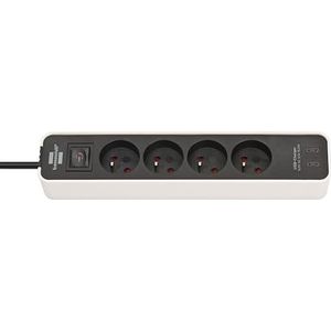 Brennenstuhl Ecolor 4-voudige stekkerdoos met USB C oplaadaansluiting (stekkerdoos met 2 x USB C-oplader, schakelaar en 1,5 m kabel) wit/zwart