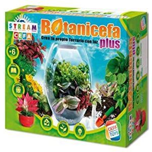Cefa Toys - Botanicefa Plus, educatief spel, terrarium met licht, incl. handleiding (mogelijk niet beschikbaar in het Nederlands), geschikt voor kinderen vanaf 6 jaar, drainagelaag - kiezelstenen/zand