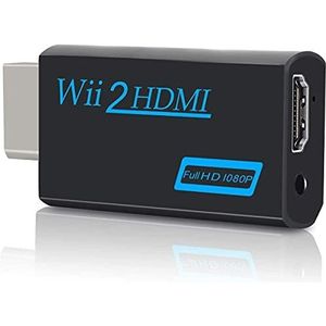 KJKT Wii naar HDMI Converter, Wii naar HDMI 1080P 720P 60hz Adapter Output Video Audio Ondersteuning Games TV-projector Alle Wii-weergavemodi en 3,5 mm audio ondersteunt NTSC 480i 480p PAL 576i -