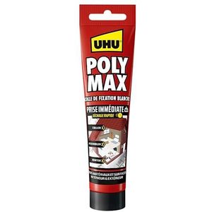 UHU Polymax onmiddellijke opname - MSP fixeermassa/lijm voor het plakken, monteren en voegen van alle oppervlakken, ultra sterk, oplosmiddelvrij, wit, tube 165 g
