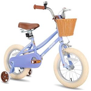 joystar 12 inch kinderfiets voor meisjes en peuters, 2-4 jaar, meisjesfiets met steunwielen en mand, 30,5 cm, paars