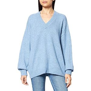 NA-KD Gebreide damestrui met V-hals, Blauw, 3XL