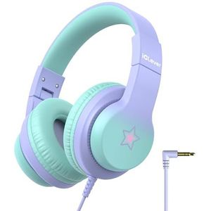 iClever HS19S Opvouwbare bedrade hoofdtelefoon voor kinderen met microfoon, volumebegrenzer 85/94 dB - Shareport - Over-ear stereo hoofdtelefoon voor kinderen, jongens en meisjes, bekabelde