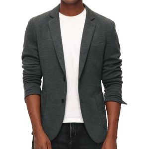 PJ PAUL JONES Casual gebreide blazer voor heren, twee knopen, lichtgewicht, ongevoerde sportjas, Zwart Grijs, XL