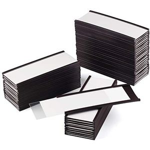 LLPT Magnetische etikettenhouder | 40 mm x 100 mm | 50 verpakkingen C-kanaal | 300 g witte papieren kaarten beschermfolie | puinhoop vrij verwijderbaar voor plank wit bord gereedschapskist metalen