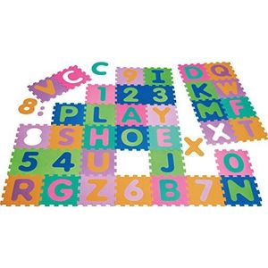 Playshoes 308738 Puzzelmat voor baby's en kinderen, letters en cijfers, speelmat speeltapijt schuimmat 36-delig, meerkleurig