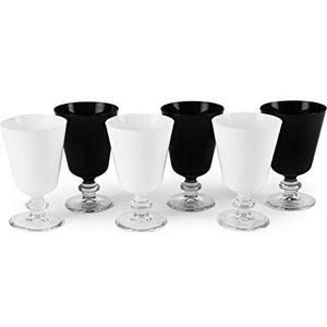 Excelsa Noble Wijn Set van 6 glazen, glas, wit en zwart