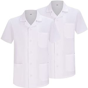 MISEMIYA - Verpakking van 2 stuks - uniseks laboratoriumjas - witte laboratoriumjas voor heren - medische damesmantel - laboratoriumjas voor heren 8165, Wit, XS