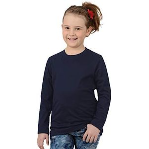 Trigema Meisjes shirt met lange mouwen van katoen, blauw (navy 046), 152 cm