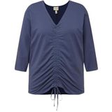 Ulla Popken - Shirt - Indigo - V-hals - Driekwart Mouw
