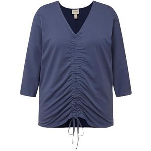 Ulla Popken - Shirt - Indigo - V-hals - Driekwart Mouw