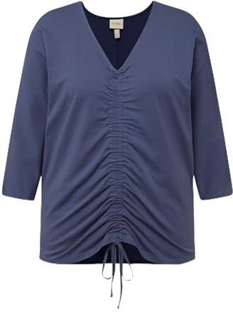 Ulla Popken - Shirt - Indigo - V-hals - Driekwart Mouw