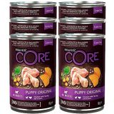 Wellness CORE Puppy Original, nat, puppy voer, graanvrij, met een hoog vleesgehalte, kip en kalkoen, 6 x 400 g