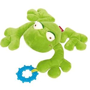 SIGIKID 42941 actieve grijpende kikker, PlayQ educatief speelgoed, met bijtring en belletjes: grijpen, spelen, leren, voor baby's vanaf 3 maanden, kikker/groen 12 x 9,5 cm