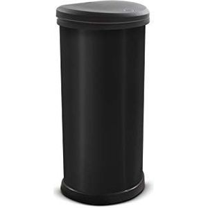 Curver Metal Effect 70% Gerecycleerde Keuken One Touch Deco Bin, Zwart, 40 Liter