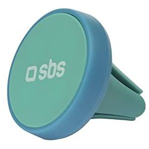 SBS Universele autohouder met clip voor ventilatiesleuven, magneet voor bevestiging van de smartphone en twee metalen platen inbegrepen, blauw