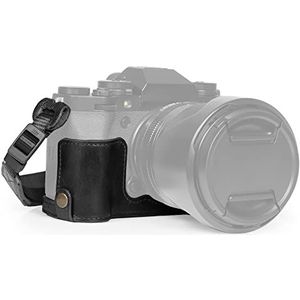 MegaGear Ever Ready Echt lederen halve cameratas, compatibel met Fujifilm X-T5 (zwart)