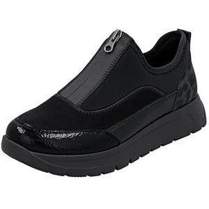 Remonte - Plateausneakers - Zwart - Lage Schoen - Casual Sneaker met Lakdetails