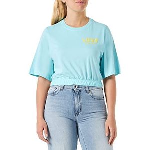 Love Moschino Dames Cropped Top T-shirt, Turquoise, 42, turquoise, 42