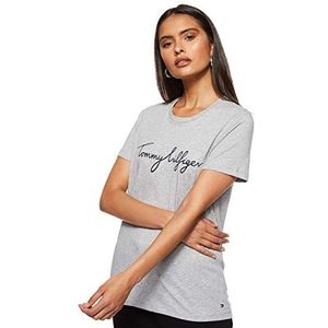 Tommy Hilfiger T-shirt met korte mouwen voor dames, grijs (Light Grey Htr), XS