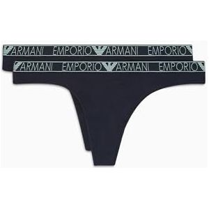 Emporio Armani Dames 2-pack string slipje, Marine, XL, Marinier, XL