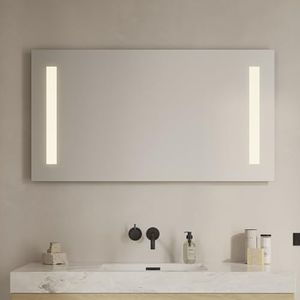 Loevschall Godhavn vierkante spiegel met verlichting, led-spiegel, 120 x 65 cm, badkamerspiegel met led-verlichting, verstelbare badkamerspiegel met verlichting
