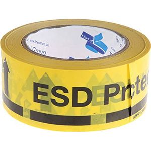 RS PRO ESD Plakband, zwart, geel, 66 m x 48 mm, voor vloer
