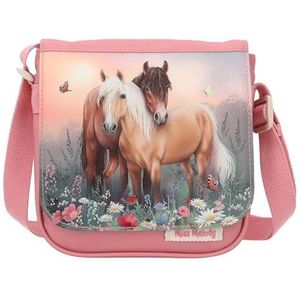 Depesche 12762 Miss Melody Flowers - Kleine schoudertas in roze met paardenmotief, tas met magneetsluiting en verstelbare schouderriem