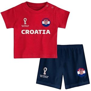 FIFA Unisex Kids Officiële Fifa World Cup 2022 Tee & Short Set - Kroatië - Home Country Tee & Shorts Set (pak van 1), Rood/Wit, 18 Maanden